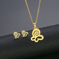 New Stainless Steel Small Fresh Butterfly Necklace Set Earrings Clavicle Chain Set Accessories main image 1