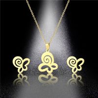 New Stainless Steel Small Fresh Butterfly Necklace Set Earrings Clavicle Chain Set Accessories main image 4