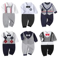 New Baby Long-sleeved One-piece Spring And Autumn Bow Tie Gentleman Male Baby Romper main image 1