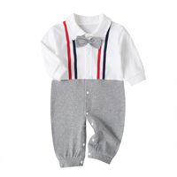 New Baby Long-sleeved One-piece Spring And Autumn Bow Tie Gentleman Male Baby Romper main image 3