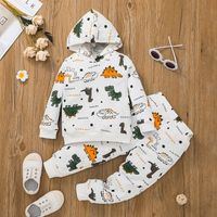 Children's Sweater Suit Autumn Fashion Long-sleeved Boy Dinosaur Print Pullover Pants Two-piece main image 1