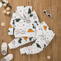 Children's Sweater Suit Autumn Fashion Long-sleeved Boy Dinosaur Print Pullover Pants Two-piece main image 5