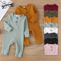 Spring And Autumn Long Sleeve Baby Jumpsuits Solid Color Simple Fashion Baby Romper Romper Newborn Jumpsuit main image 2