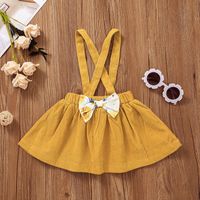 Autumn Girl Printed Cute Long Sleeve Romper Sling Skirt Two-piece Suit European And American Yellow Children's Suit main image 5
