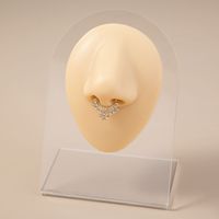New Fashion Fringed Crystal Rhinestone Nose Ring Golden Flower Rhinestone Piercing Nose Ring main image 1
