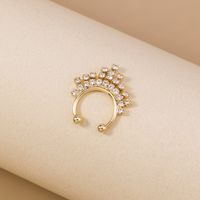 New Fashion Fringed Crystal Rhinestone Nose Ring Golden Flower Rhinestone Piercing Nose Ring main image 5