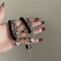 Black Round Bead Stainless Steel Non-fading Splicing Clavicle Chain main image 5