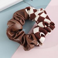 Korean New Plaid Hair Band Leather Surface Tie Ponytail Hair String Large Intestine Ring Balls Hair Band Rope All-matching Internet Celebrity Women sku image 1