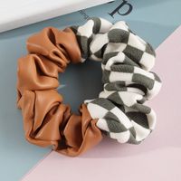 Korean New Plaid Hair Band Leather Surface Tie Ponytail Hair String Large Intestine Ring Balls Hair Band Rope All-matching Internet Celebrity Women sku image 2