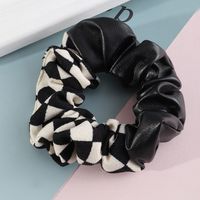 Korean New Plaid Hair Band Leather Surface Tie Ponytail Hair String Large Intestine Ring Balls Hair Band Rope All-matching Internet Celebrity Women sku image 3