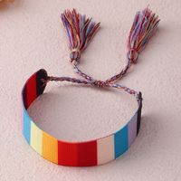 Ethnic Style Handmade Letter Embroidery Tassel Braided Bracelet Colorful Friendship Hand Rope Wristband sku image 3