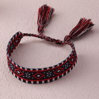 Ethnic Style Handmade Letter Embroidery Tassel Braided Bracelet Colorful Friendship Hand Rope Wristband sku image 6