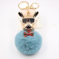 New Cross-border Cool Dog Creative Sunglasses French Bulldog Car Pendant Cute Dog Keychain Hair Ball Bag Pendant sku image 6