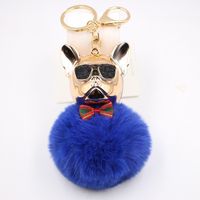 New Cross-border Cool Dog Creative Sunglasses French Bulldog Car Pendant Cute Dog Keychain Hair Ball Bag Pendant sku image 8