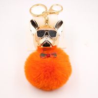 New Cross-border Cool Dog Creative Sunglasses French Bulldog Car Pendant Cute Dog Keychain Hair Ball Bag Pendant sku image 10