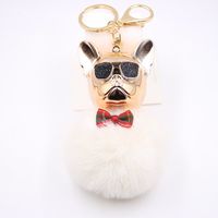 New Cross-border Cool Dog Creative Sunglasses French Bulldog Car Pendant Cute Dog Keychain Hair Ball Bag Pendant sku image 13