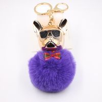 New Cross-border Cool Dog Creative Sunglasses French Bulldog Car Pendant Cute Dog Keychain Hair Ball Bag Pendant sku image 14