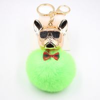 New Cross-border Cool Dog Creative Sunglasses French Bulldog Car Pendant Cute Dog Keychain Hair Ball Bag Pendant sku image 15