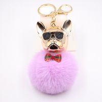 New Cross-border Cool Dog Creative Sunglasses French Bulldog Car Pendant Cute Dog Keychain Hair Ball Bag Pendant sku image 16