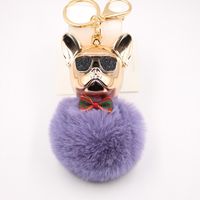 New Cross-border Cool Dog Creative Sunglasses French Bulldog Car Pendant Cute Dog Keychain Hair Ball Bag Pendant sku image 18
