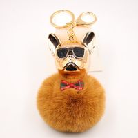 New Cross-border Cool Dog Creative Sunglasses French Bulldog Car Pendant Cute Dog Keychain Hair Ball Bag Pendant sku image 19