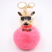 New Cross-border Cool Dog Creative Sunglasses French Bulldog Car Pendant Cute Dog Keychain Hair Ball Bag Pendant sku image 20