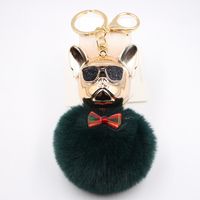 New Cross-border Cool Dog Creative Sunglasses French Bulldog Car Pendant Cute Dog Keychain Hair Ball Bag Pendant sku image 21