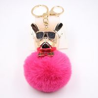 New Cross-border Cool Dog Creative Sunglasses French Bulldog Car Pendant Cute Dog Keychain Hair Ball Bag Pendant sku image 23