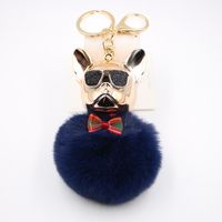 New Cross-border Cool Dog Creative Sunglasses French Bulldog Car Pendant Cute Dog Keychain Hair Ball Bag Pendant sku image 24