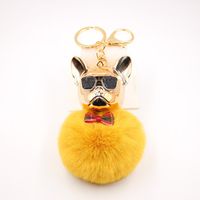 New Cross-border Cool Dog Creative Sunglasses French Bulldog Car Pendant Cute Dog Keychain Hair Ball Bag Pendant sku image 25