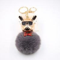 New Cross-border Cool Dog Creative Sunglasses French Bulldog Car Pendant Cute Dog Keychain Hair Ball Bag Pendant sku image 26