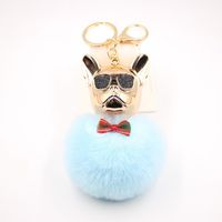 New Cross-border Cool Dog Creative Sunglasses French Bulldog Car Pendant Cute Dog Keychain Hair Ball Bag Pendant sku image 27