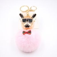 New Cross-border Cool Dog Creative Sunglasses French Bulldog Car Pendant Cute Dog Keychain Hair Ball Bag Pendant sku image 28