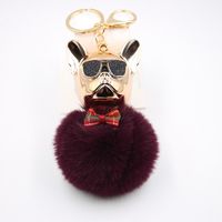 New Cross-border Cool Dog Creative Sunglasses French Bulldog Car Pendant Cute Dog Keychain Hair Ball Bag Pendant sku image 29
