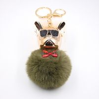 New Cross-border Cool Dog Creative Sunglasses French Bulldog Car Pendant Cute Dog Keychain Hair Ball Bag Pendant sku image 30