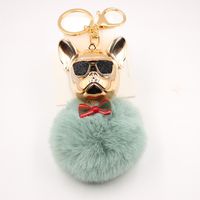 New Cross-border Cool Dog Creative Sunglasses French Bulldog Car Pendant Cute Dog Keychain Hair Ball Bag Pendant sku image 31