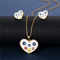 Necklace Evil Eyes Necklace Earrings Set Turkish Style Heart-shaped Jewelry Accessories sku image 1