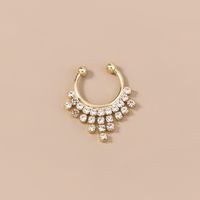 New Fashion Fringed Crystal Rhinestone Nose Ring Golden Flower Rhinestone Piercing Nose Ring sku image 1
