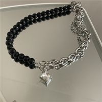 Black Round Bead Stainless Steel Non-fading Splicing Clavicle Chain sku image 2