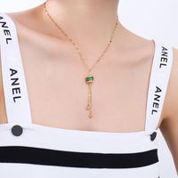 Collier Pendentif En Acier Titane Avec Pompon Émeraude De Niche Fashion Pour Femme sku image 4