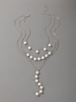 New Jewelry Pearl Heavy Metal Three-layer Necklace main image 2