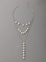 New Jewelry Pearl Heavy Metal Three-layer Necklace sku image 1