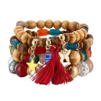 Bohemian Beaded Tassel Bracelet Wooden Beads Handmade Elastic Rope Star Butterfly Pendant Detachable Bracelet main image 1