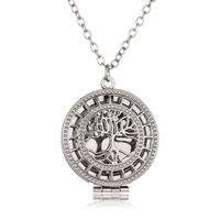 Rétro Rond Creux Diamant Chanceux Arbre Aromathérapie Distributeur Photo Boîte Pendentif Populaire Parfum Chandail Chaîne Collier main image 5