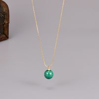 Retro Fashion Simple New 18k Gold Titanium Steel Necklace Malachite Clavicle Chain main image 6