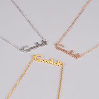 Korean Fashion Titanium Steel Rose Gold Lucky Letter Necklace Short Clavicle Chain main image 1