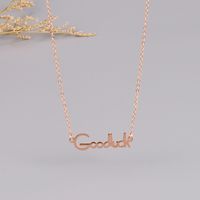Korean Fashion Titanium Steel Rose Gold Lucky Letter Necklace Short Clavicle Chain main image 4