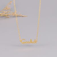 Korean Fashion Titanium Steel Rose Gold Lucky Letter Necklace Short Clavicle Chain main image 6