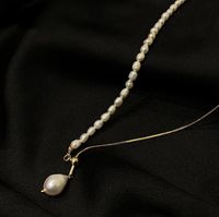 Minimalist Freshwater Pearl Stretch Titanium Steel Necklace Simple Necklace New Clavicle Chain main image 3