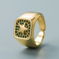 Fashion Copper Plated 18k Gold Inlaid Zircon Ring Simple Men And Women Punk Hip-hop Style Open Ring main image 4
